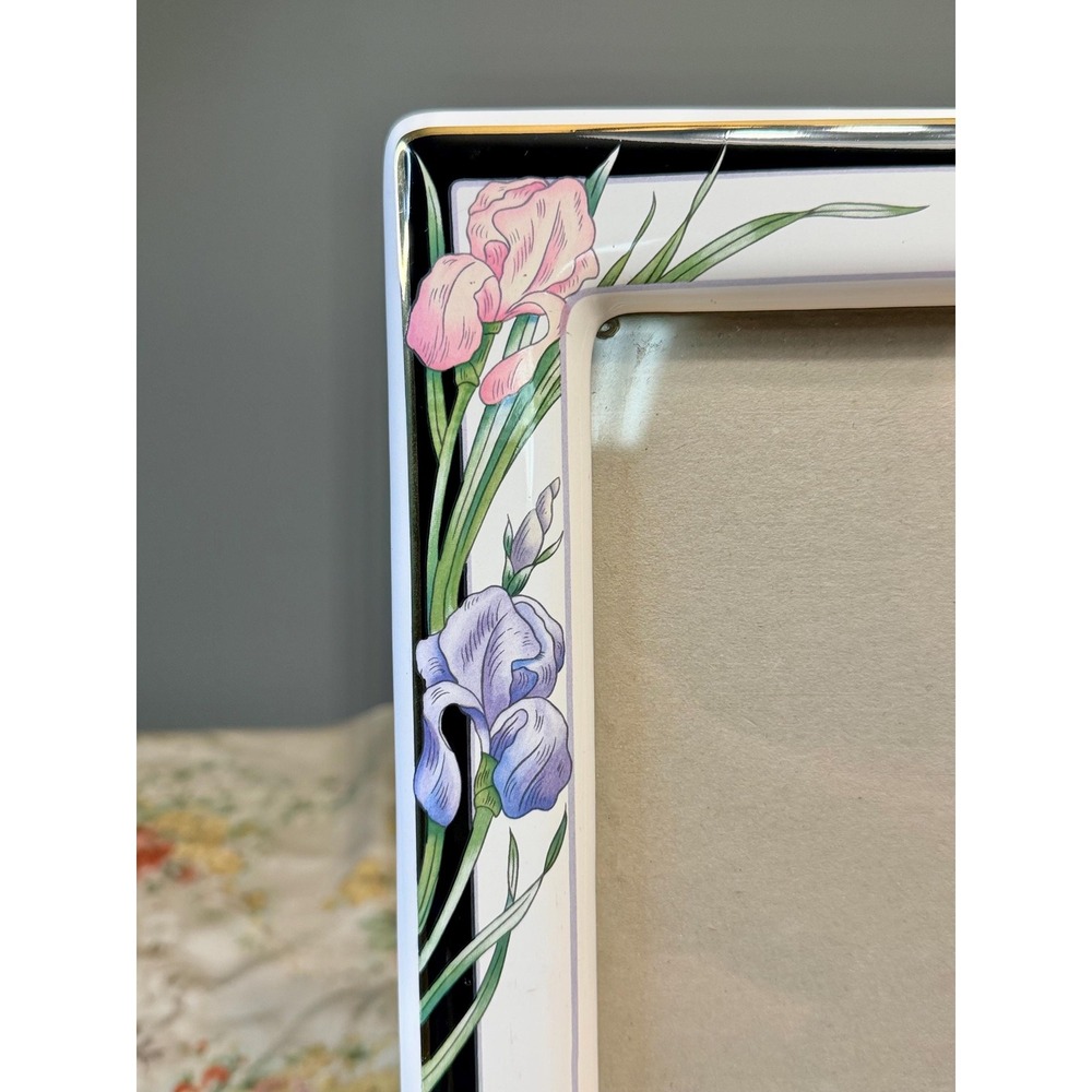 Vintage Terragrafics Marlene Moore 8x10 Porcelain Floral Cottage Picture Frame - Picture 2 of 6